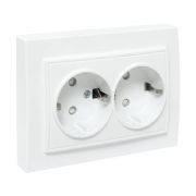 Розетка 2-м СП Минск 16А IP20 с заземл. защ. шторки бел. Basic EKF ERR16-128-100