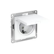Розетка 1-м СП AtlasDesign 16А IP20 с заземл. защ. шторки с крышкой механизм бел. SE ATN000146