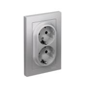Розетка 2-м СП AtlasDesign 16А IP20 с заземл. в сборе алюм. SE ATN000324