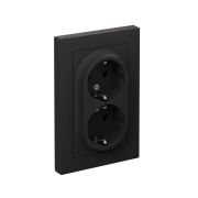 Розетка 2-м СП AtlasDesign 16А IP20 с заземл. защ. шторки в сборе карбон SE ATN001026
