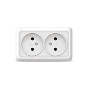 Розетка 2-м ОП Олимп 16А IP20 без заземл. бел. UNIVersal О0102