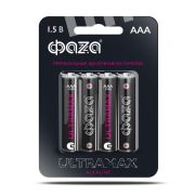 Элемент питания алкалиновый AAA/LR03 1.5В ULTRAMAX LR03UM-B4 BL-4 (уп.4шт) ФАZА 5043084
