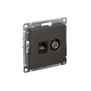 Розетка компьютерная + телевизионная 2-м СП AtlasDesign RJ45 кат.5E + TV механизм базальт SE ATN001489