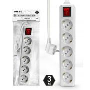 Удлинитель 5х3м с заземл. с выкл. 10А 3х1.5 TOKOV ELECTRIC TKL-C01-BU5-3-1.5-ZV