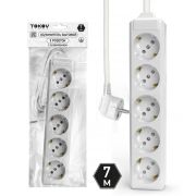 Удлинитель 5х7м с заземл. 10А 3х1.5 TOKOV ELECTRIC TKL-C01-BU5-7-1.5-Z