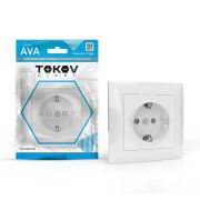 Розетка 1-м СП AVA 16А IP20 с заземл. защ. шторки в сборе бел. TOKOV ELECTRIC TKL-AV-R1FZSF-C01