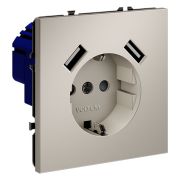 Розетка 1-м СП S70 16А с USB A+A с заземл. защ. шторки механизм кашемир Voltum VLS040403