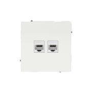 Розетка компьютерная 2-м KANT RJ45 кат.6A без шторки бел. магнолия DKC 7000674
