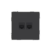 Розетка компьютерная 2-м KANT RJ45 кат.6A без шторки черн. уголь DKC 7012674