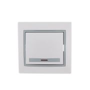 Выключатель 1-кл. СП Mira 10А IP20 с подсветкой с сер. вставкой бел. LEZARD 701-0215-111